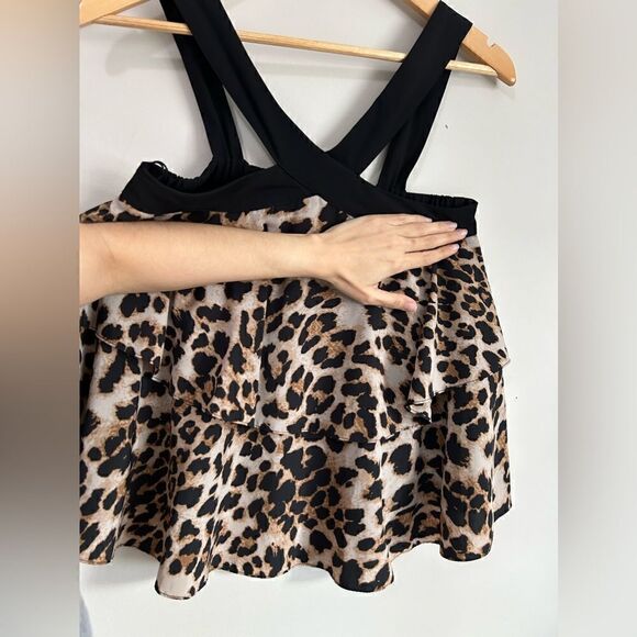 Amanda Uprichard for Le Tote Leopard Halter Tiered Top - Picture 3 of 8